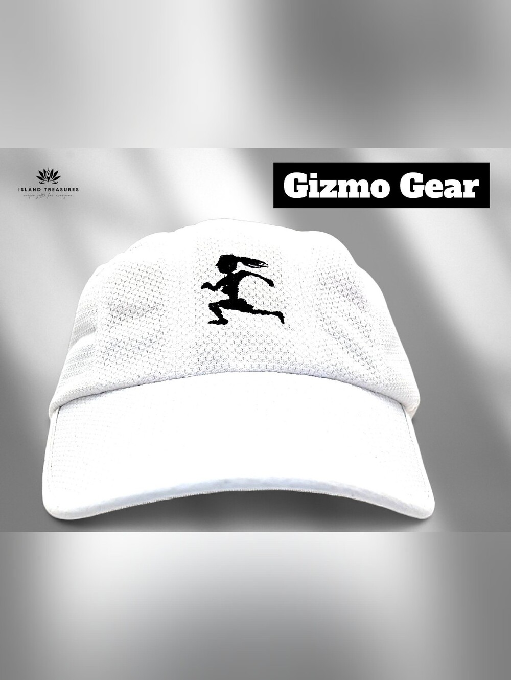 NWOT Gizmo Gear Sz OS Gizmo Girl Running Hat All White All Weather Mesh Marathon